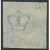DENMARK - 1857 8Sk yellow-green Crown, dotted background, imperforate, used – Facit # 5a