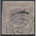 DENMARK - 1857 16Sk greyish violet Crown, imperforate, used – Facit # 6c