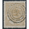 DENMARK - 1868 8Sk yellow-brown Crown, perf. 13:12½, used – Facit # 14b