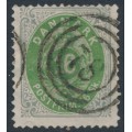 DENMARK - 1871 16Sk emerald-green/grey Numeral, perf. 14:13½, used – Facit # 24a