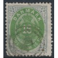 DENMARK - 1871 16Sk emerald-green/grey Numeral, perf. 14:13½, used – Facit # 24a