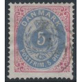 DENMARK - 1879 5øre ultramarine/rose Numeral, perf. 14:13½, used – Facit # 30b