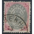 DENMARK - 1875 20øre grey/carmine Numeral, perf. 14:13½, inverted frame, used – Facit # 34e