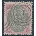 DENMARK - 1875 20øre grey/rose Numeral, perf. 14:13½, inverted frame, used – Facit # 34a
