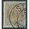 DENMARK - 1875 3øre dark grey/grey-blue Numeral, perf. 14:13½, used – Facit # 28e