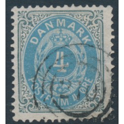 DENMARK - 1875 4øre dull blue/grey Numeral, perf. 14:13½, used – Facit # 29c