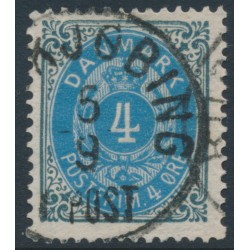 DENMARK - 1875 4øre dark cobalt-blue/black Numeral, perf. 14:13½, used – Facit # 29f