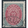 DENMARK - 1875 12øre red/grey Numeral, perf. 14:13½, inverted frame, used – Facit # 32cc