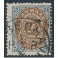 DENMARK - 1875 16øre brown/grey Numeral, perf. 14:13½, inverted watermark, used – Facit # 33evm