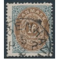 DENMARK - 1875 16øre brown/grey Numeral, perf. 14:13½, inverted watermark, used – Facit # 33evm