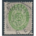 DENMARK - 1875 25øre moss-green/grey Numeral, perf. 14:13½, used – Facit # 35c