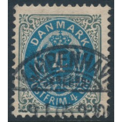 DENMARK - 1903 4øre blue/grey Numeral, perf. 12¾, 3rd crown watermark, used – Facit # 39b