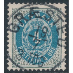 DENMARK - 1895 4øre blue/grey Numeral, perf. 12¾, inverted frame, used – Facit # 39aa