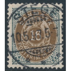 DENMARK - 1895 16øre brown/grey Numeral, perf. 12¾, inverted frame, used – Facit # 42aa