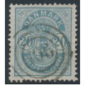 DENMARK - 1882 20øre milky blue Coat of Arms, small numerals, used – Facit # 52a