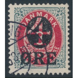 DENMARK - 1912 4øre on 8øre red/grey Numeral, 2nd crown watermark, used – Facit # 46b