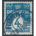 DENMARK - 1917 4øre blue Numeral, perf. 14:14½, crown watermark, used – Facit # 85