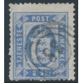 DENMARK - 1871 2Sk ultramarine Official (Tjenstemærke), perf. 14:13½, used – Facit # TJ1a