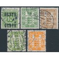 DENMARK - 1923-1934 5øre & 10øre Gebyr stamps complete set, used – Facit # GB1-GB5