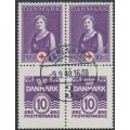 DENMARK - 1939 Red Cross booklet pane of 4, used – Facit # 290SX