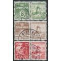 DENMARK - 1937 Dybbøl Mill pairs from the booklets set of 3, used – Facit # 278-280