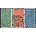 DENMARK - 1929 Cancer Research set of 3, used – Facit # 243-245