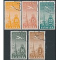 DENMARK - 1934 10øre to 1Kr Airmail set of 5, used – Facit # 262-266