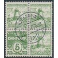 DENMARK - 1937 5øre+5øre green Dybbøl Mill booklet pane, used – Facit # 278 / H1