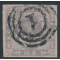 DENMARK - 1857 16Sk greyish violet Crown, imperforate, used – Facit # 6c