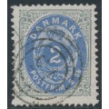 DENMARK - 1871 2Sk ultramarine/grey Numeral, perf. 14:13½, used – Facit # 20i