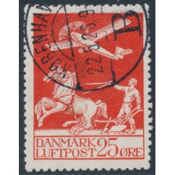 DENMARK - 1925 25øre red Airmail, used – Facit # 215