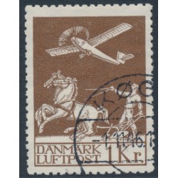 DENMARK - 1929 1Kr brown Airmail, used – Facit # 217
