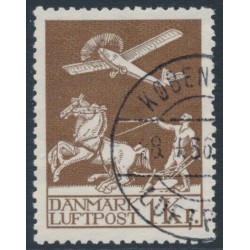 DENMARK - 1929 1Kr brown Airmail, used – Facit # 217