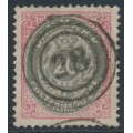 DENMARK - 1875 20øre grey/rose Numeral, perf. 14:13½, used – Facit # 34d