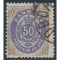 DENMARK - 1875 50øre blue-violet/brown Numeral, perf. 14:13½, used – Facit # 36a