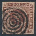 DENMARK - 1851 4 RBS brown Crown, imperforate, Ferslew printing, used – Facit # 2I