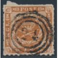DENMARK - 1863 4Sk red-brown Crown, rouletted, used – Facit # 9c