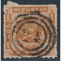 DENMARK - 1863 4Sk red-brown Crown, rouletted, used – Facit # 9c