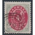 DENMARK - 1870 4Sk deep carmine-red/grey Numeral, perf. 14:13½, used – Facit # 22e