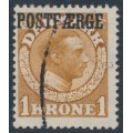 DENMARK - 1919 1Kr brown King Christian X, POSTFÆRGE overprint, used – Facit # PF10