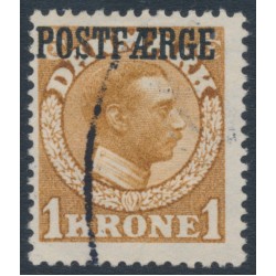 DENMARK - 1919 1Kr brown King Christian X, POSTFÆRGE overprint, used – Facit # PF10