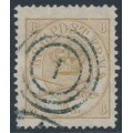 DENMARK - 1868 8Sk yellow-brown Crown, perf. 13:12½, used – Facit # 14b