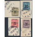 DENMARK - 1918 27øre on 1øre-10øre Newspaper Stamps, crown watermark, used – Facit # 177-180
