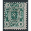 FINLAND - 1875 8Pen dark green Coat of Arms, perf. 11:11, used – Facit # 14Sc