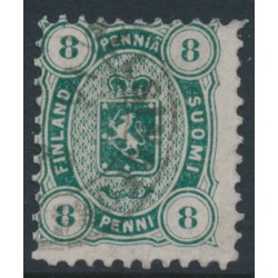 FINLAND - 1875 8Pen dark green Coat of Arms, perf. 11:11, used – Facit # 14Sc