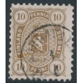 FINLAND - 1881 10Pen yellowish olive-brown Coat of Arms, perf. 11:11, used – Facit # 15Sc