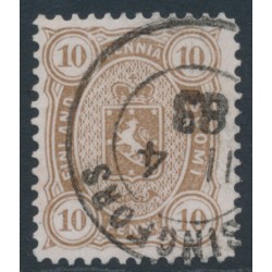 FINLAND - 1882 10Pen light olive-brown Coat of Arms, perf. 12½:12½, used – Facit # 15SC²b