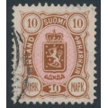 FINLAND - 1890 10Mk yellow-brown/pink Coat of Arms, used – Facit # 34b