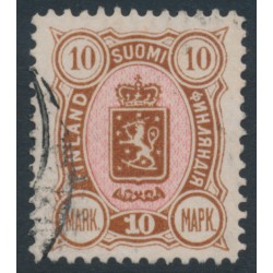 FINLAND - 1890 10Mk yellow-brown/pink Coat of Arms, used – Facit # 34b