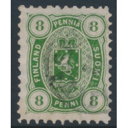 FINLAND - 1875 8Pen yellow-green Coat of Arms, perf. 11:11, used – Facit # 14Sb